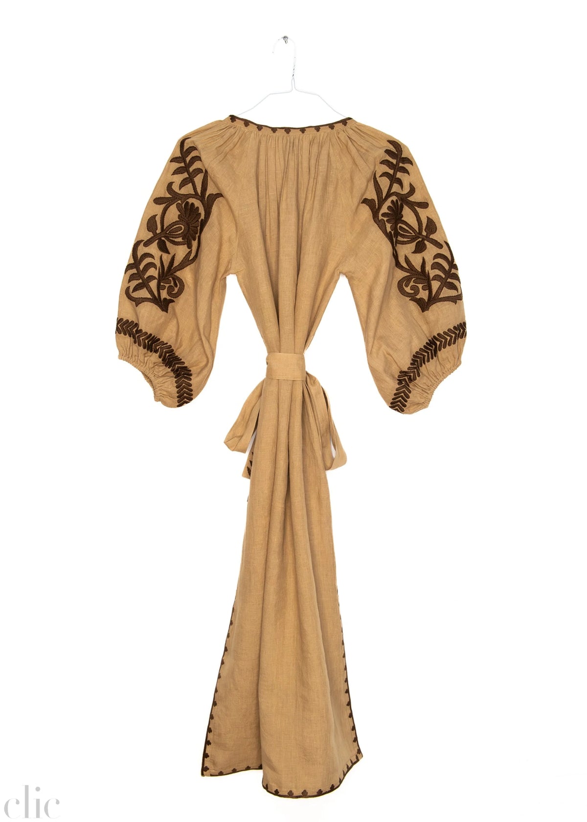 Vita Fleur Puff Veronica Dress in Dark Beige, from Benaras by Citrus