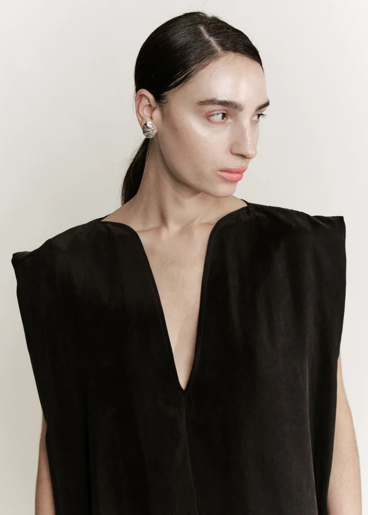 Sculpt Dress in Black Sueded Cupro, from Modern Weaving