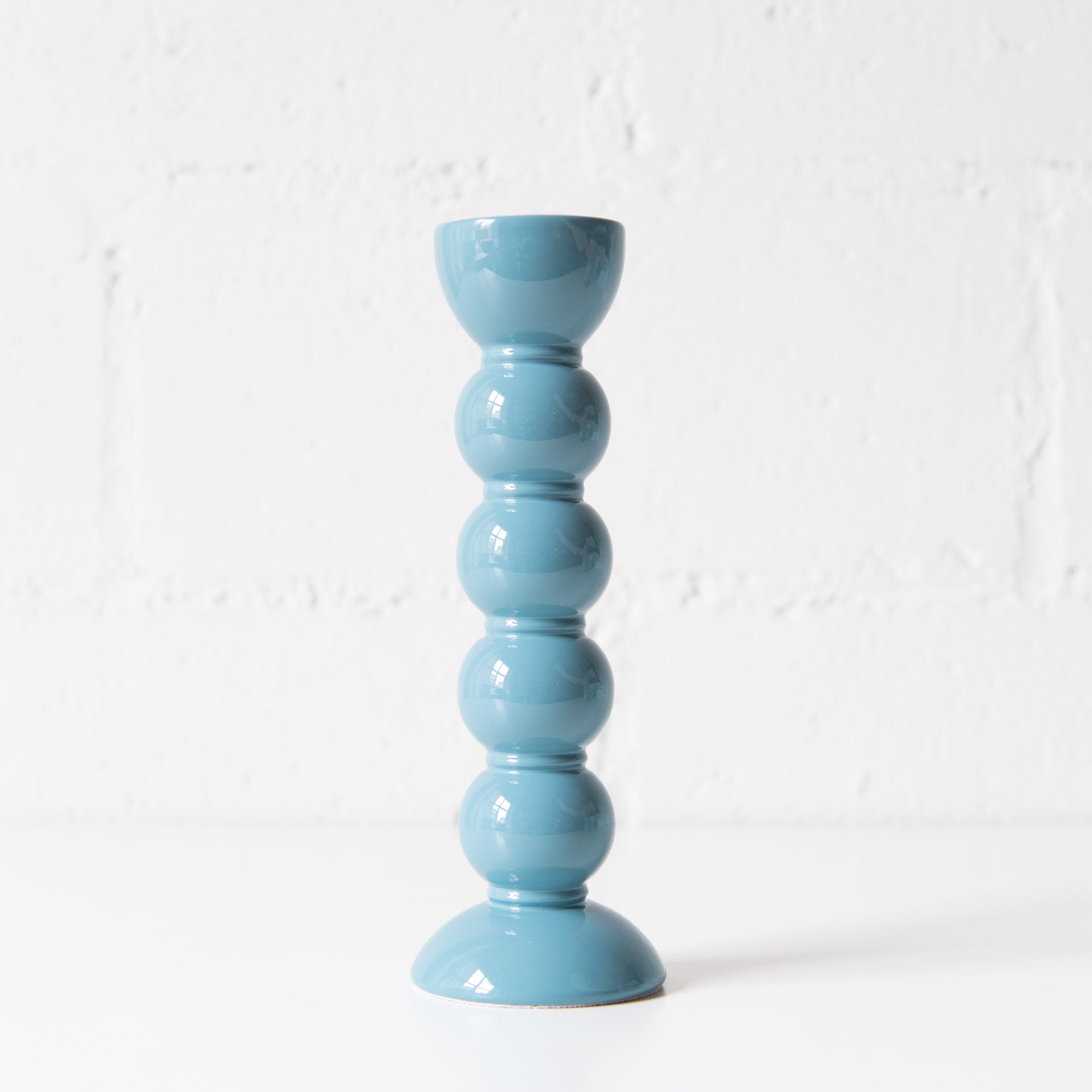 9.4" Bobbin Candle Stick Holder in Chambray Blue, from Addison Ross