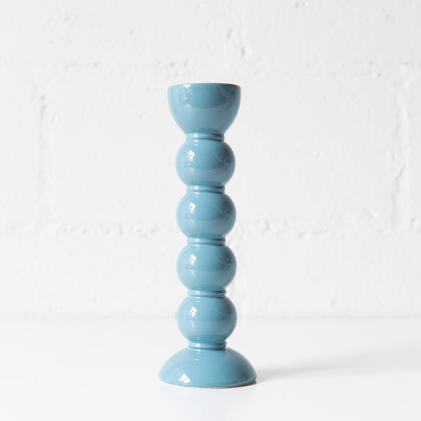 Tall Bobbin Candle Stick Holder in Chambray Blue, from Addison Ross