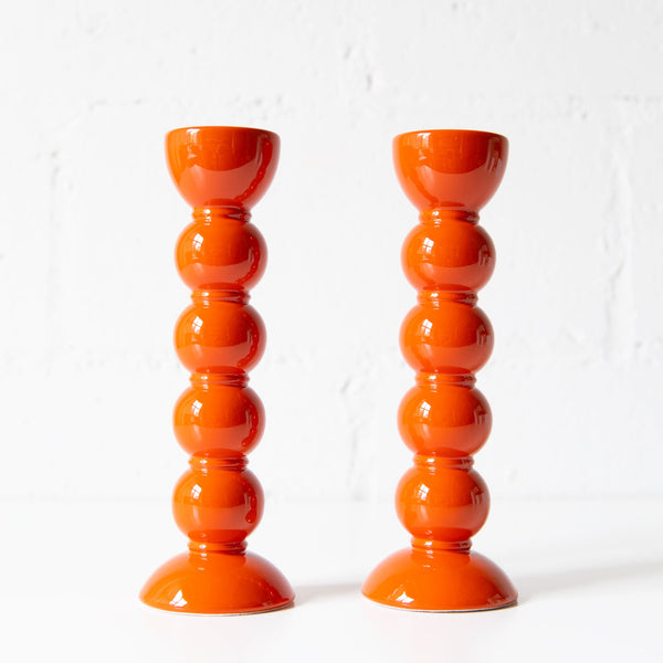 Tall Bobbin Candle Stick Holder in Orange, from Addison Ross