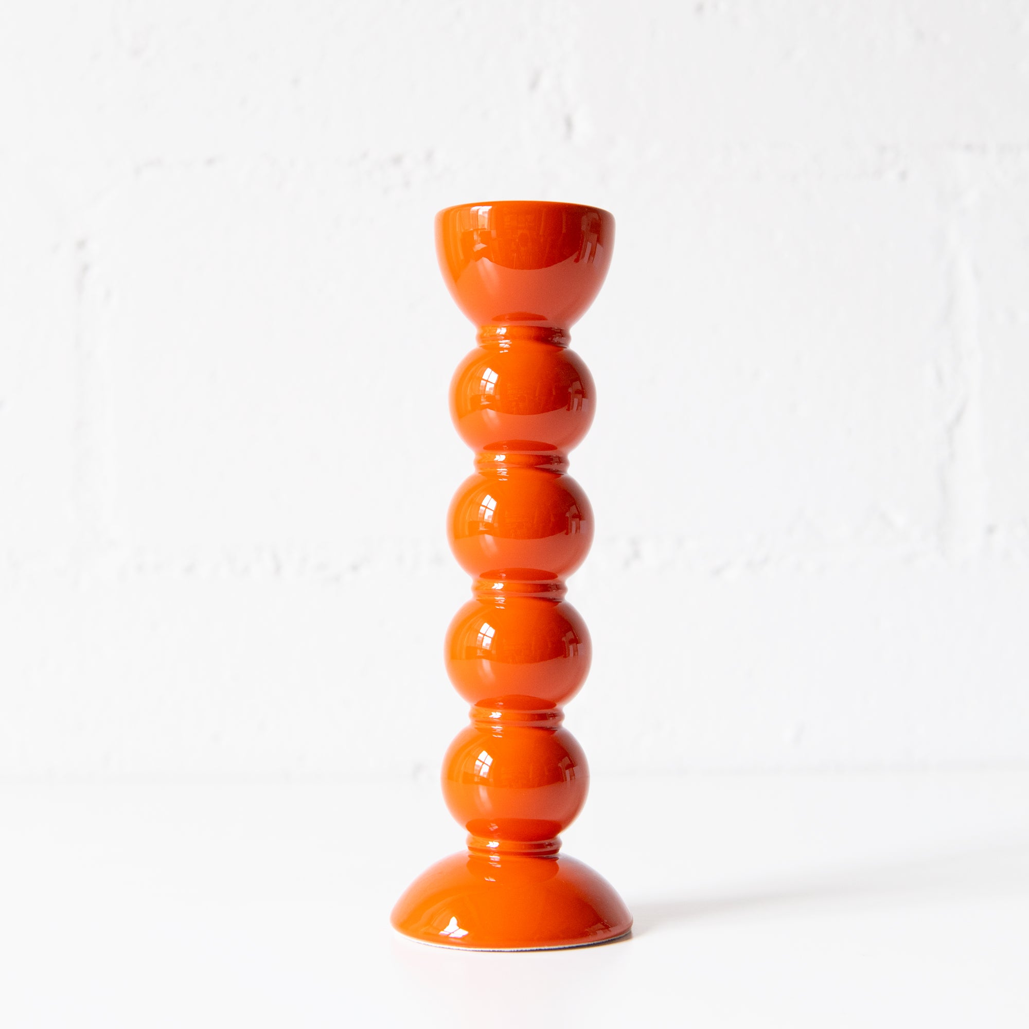 9.4" Bobbin Candle Stick Holder in Orange, from Addison Ross