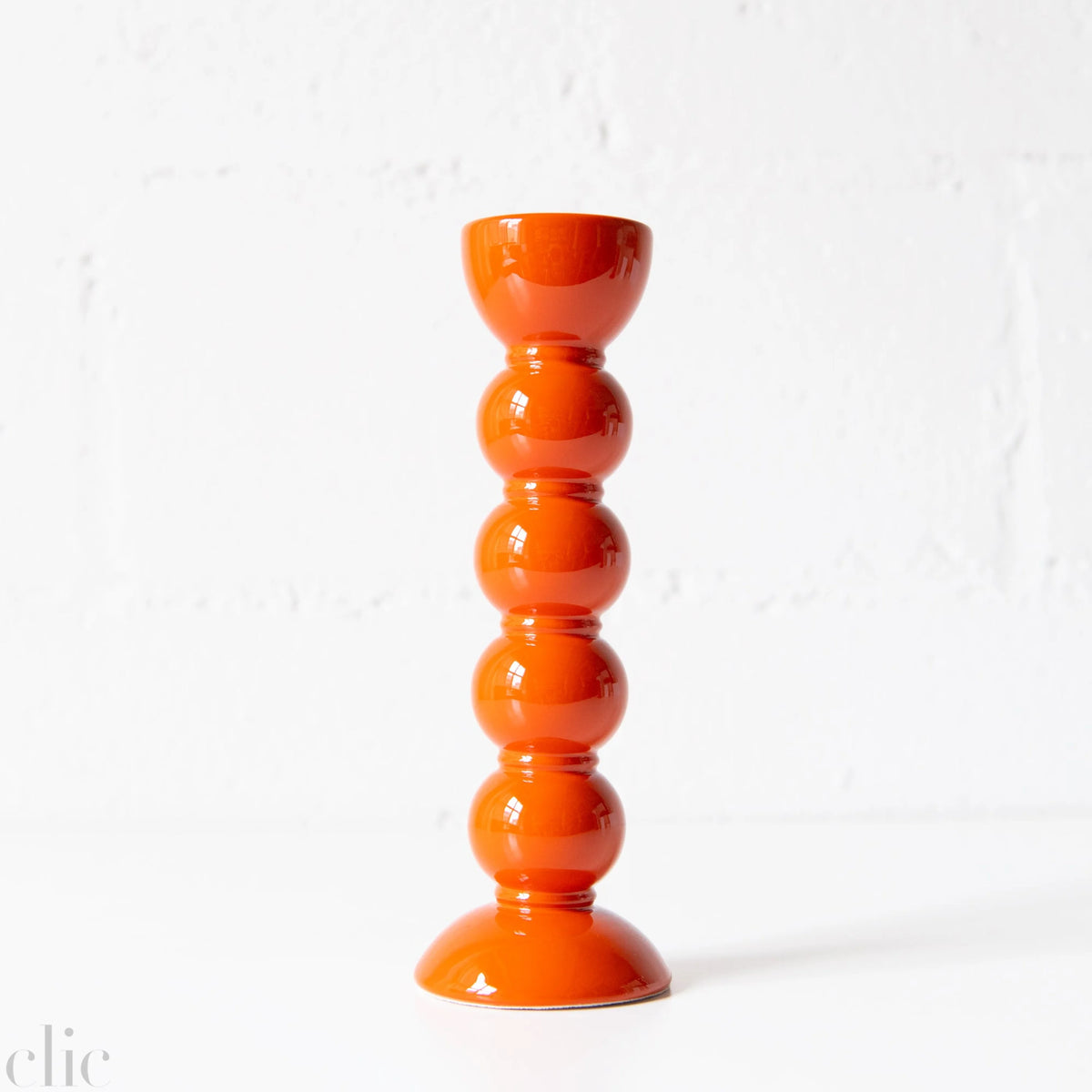 Bobbin Candle Stick Holder 9.4" in Orange