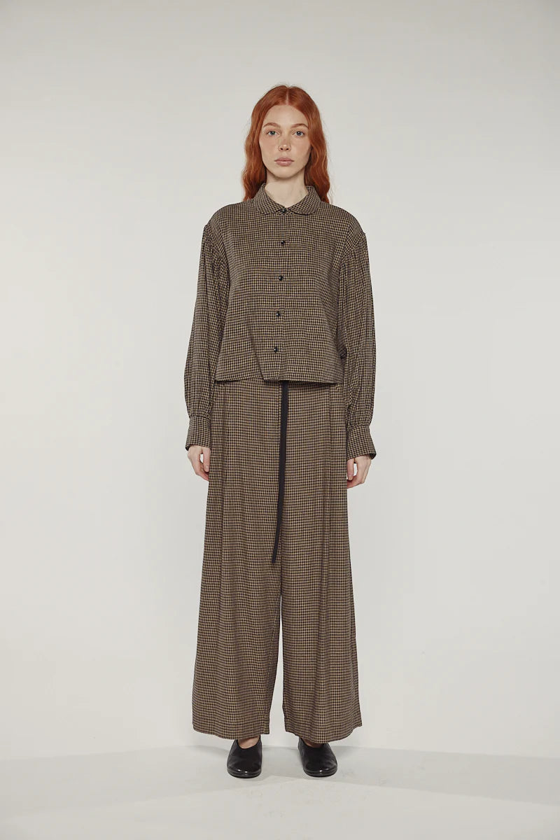 Wide Leg Straight Pants in Black & Khaki, from Amente