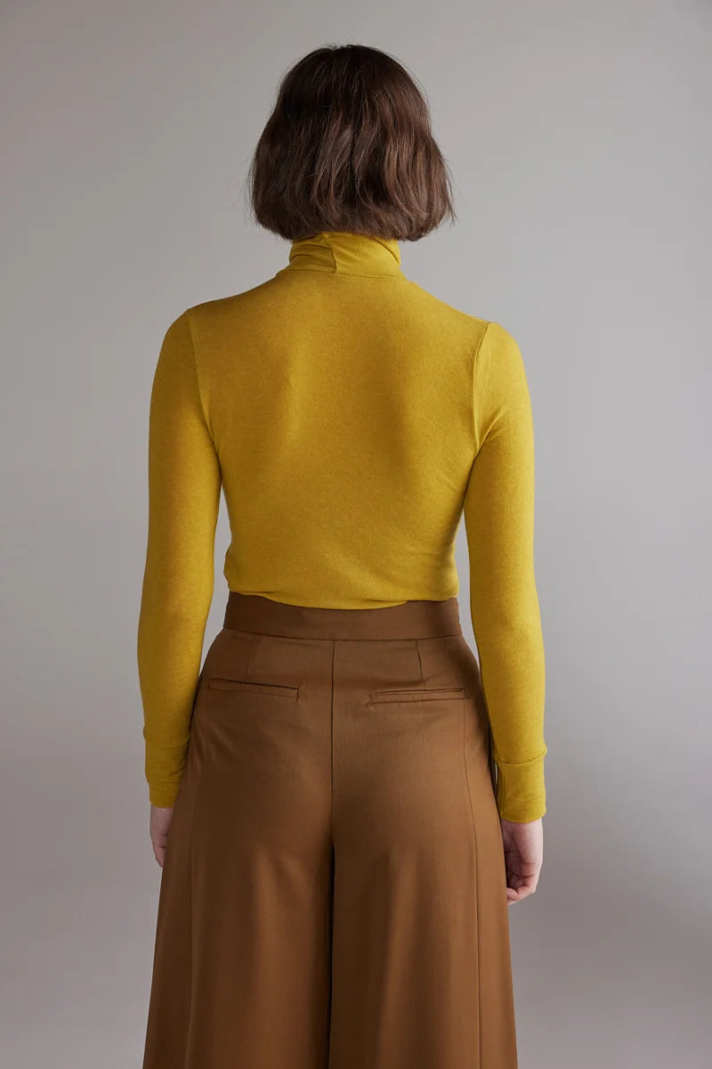 Wool Blend Lightweight Turtleneck in Mustard, from Amente
