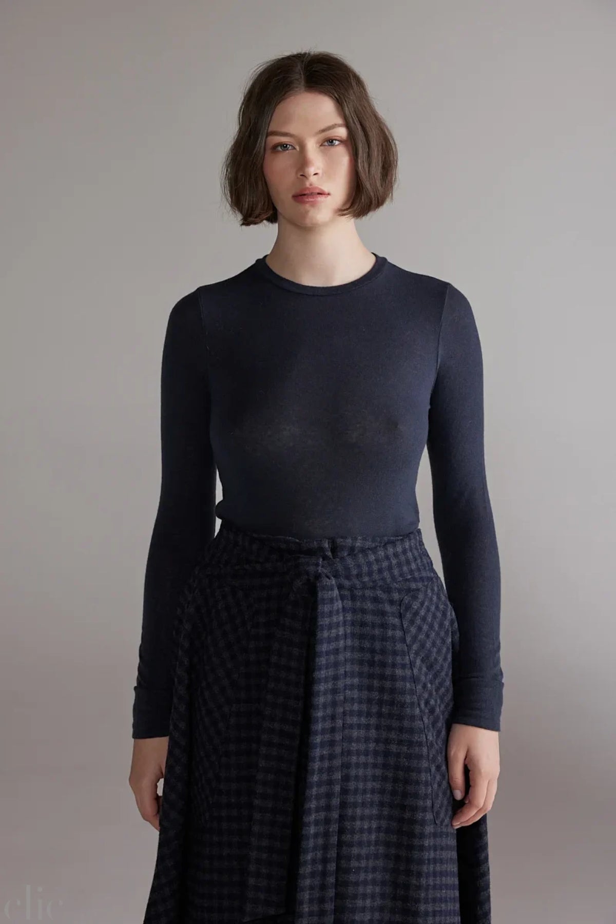 Wool Blend Top in Denim, from Amente