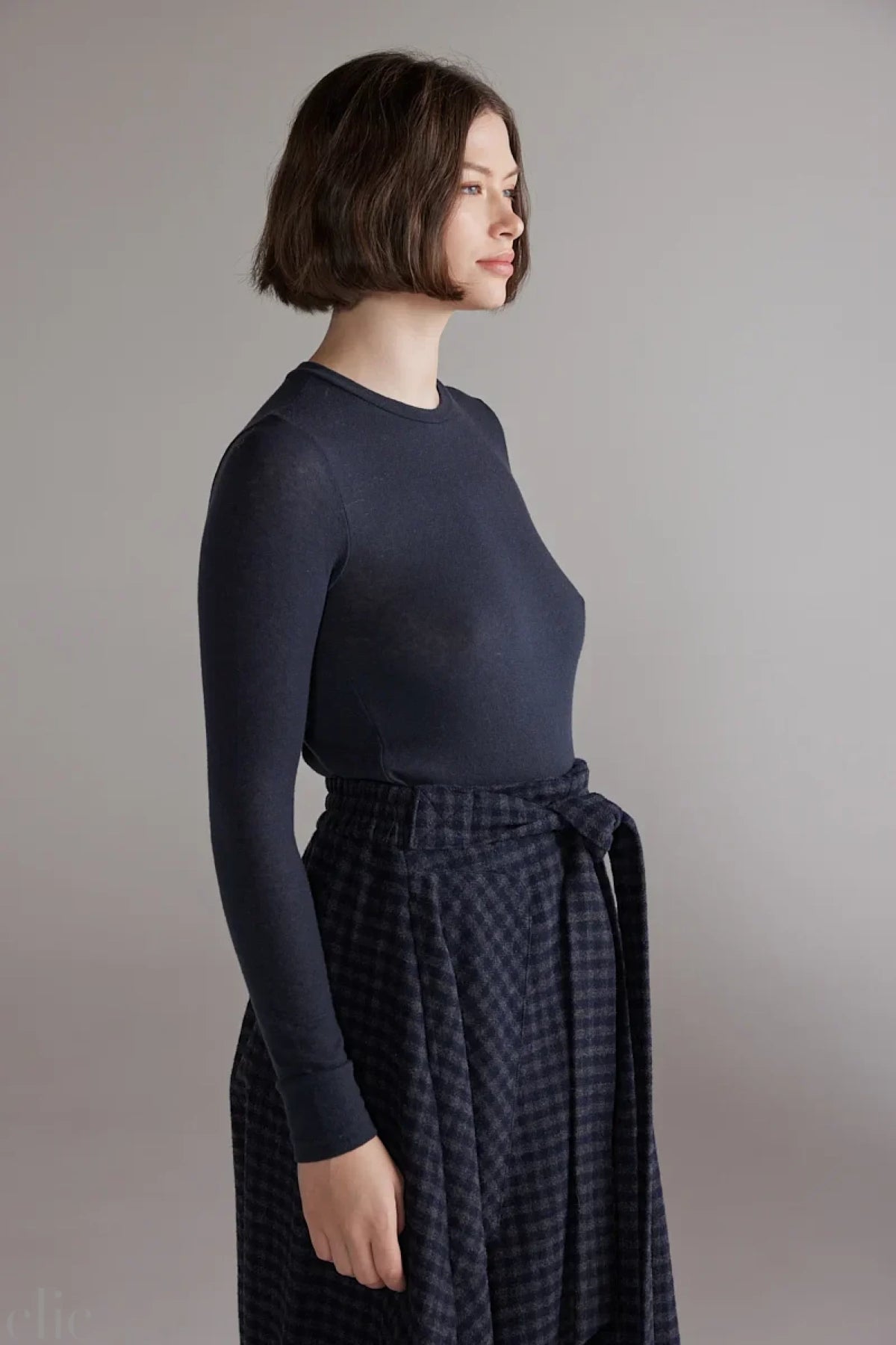 Wool Blend Top in Denim, from Amente