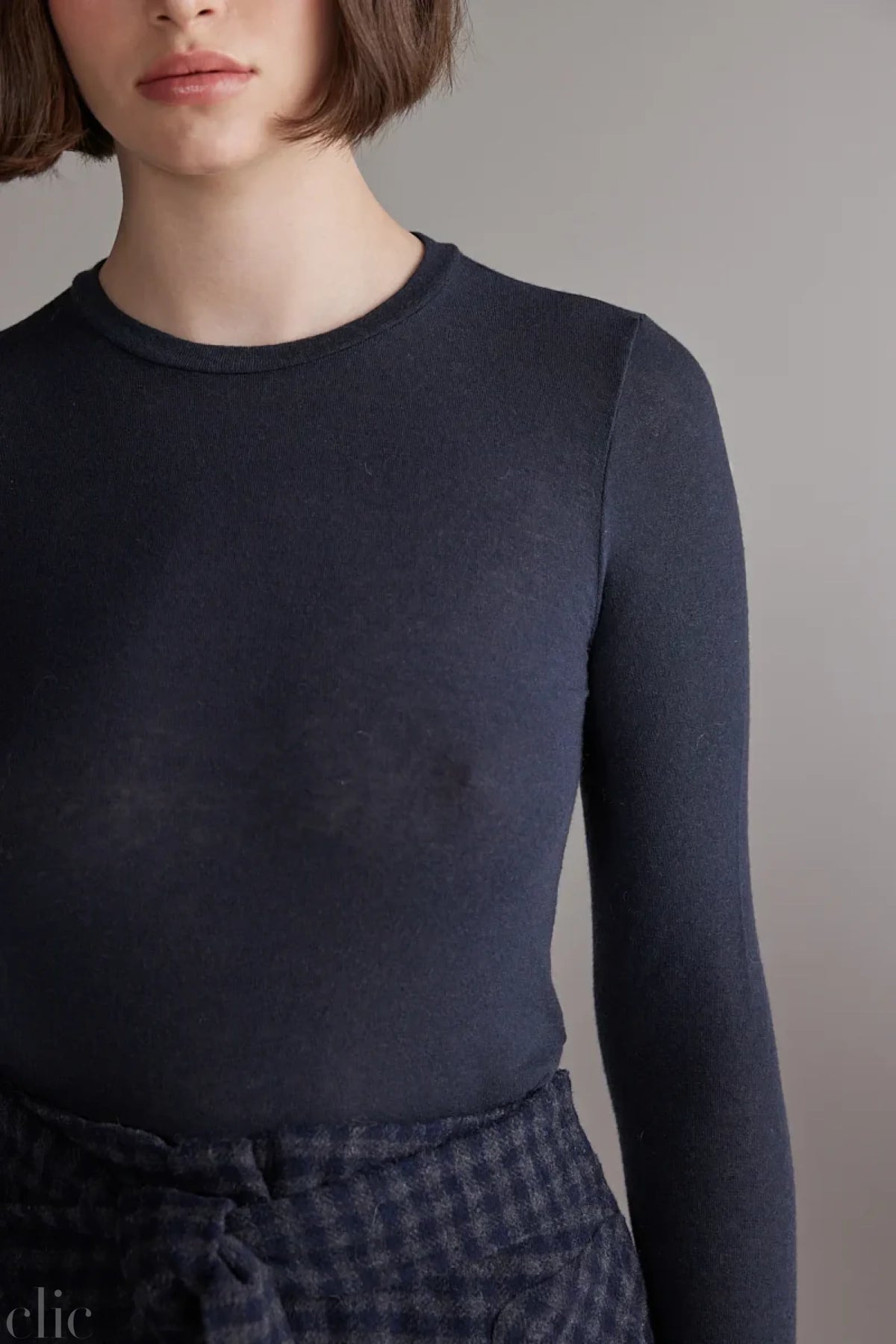 Wool Blend Top in Denim, from Amente