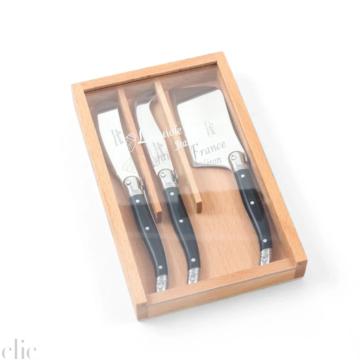 Laguiole 3 Piece Mini Cheese Set in Black
