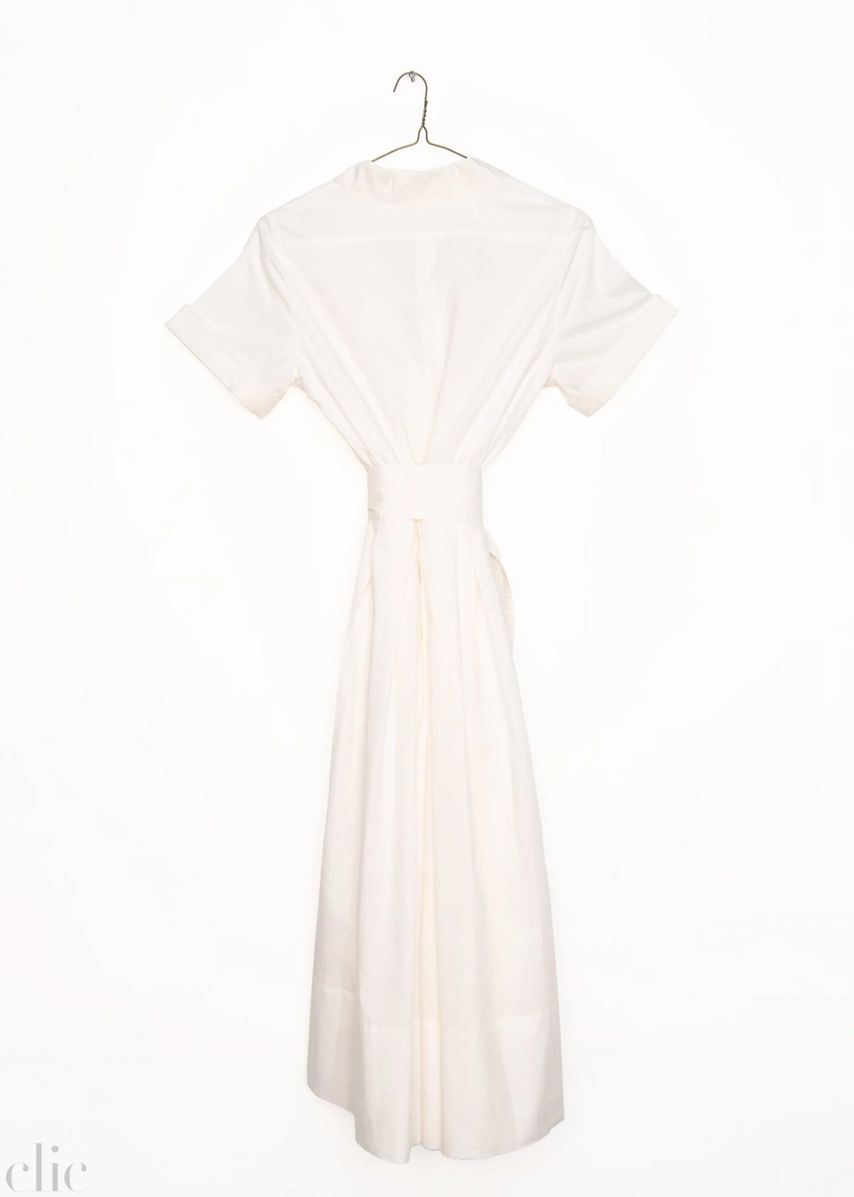 Pleated Martine Midi Dress in Natural, from Love Binetti