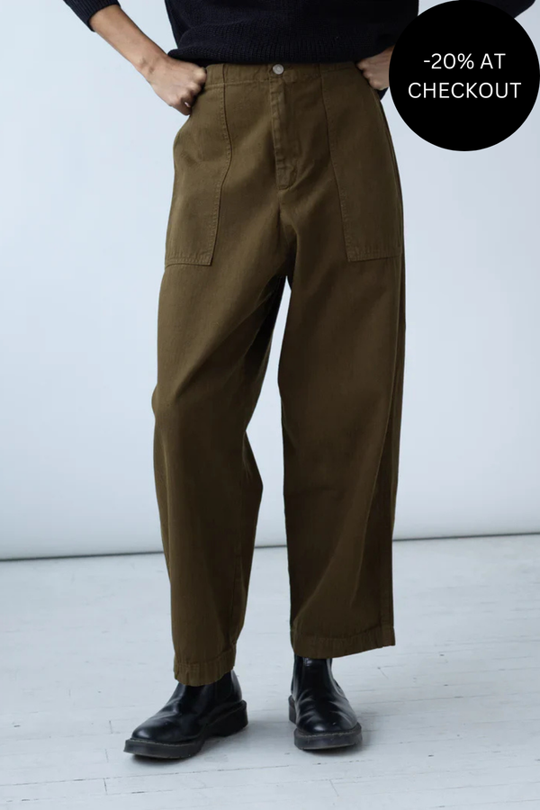 Painter Pant in Dark Olive, from Shaina Mote