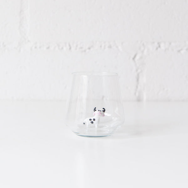 Cow Drinking Glass