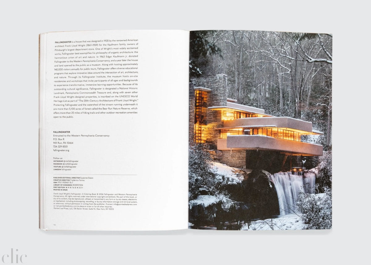 Frank Lloyd Wright's Fallingwater Coloring Book: 36 Detachable Drawings to Color from Easy to Difficult