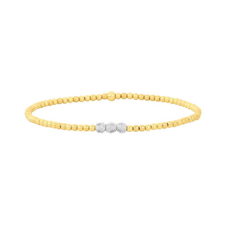 2MM Signature Bracelet with 3 14K Diamond Beads, from Karen Lazar