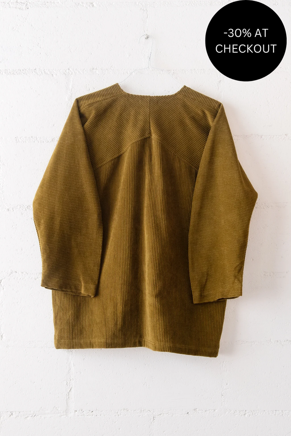 Corduroy Geometric Jacket in Dark Olive from Black Crane