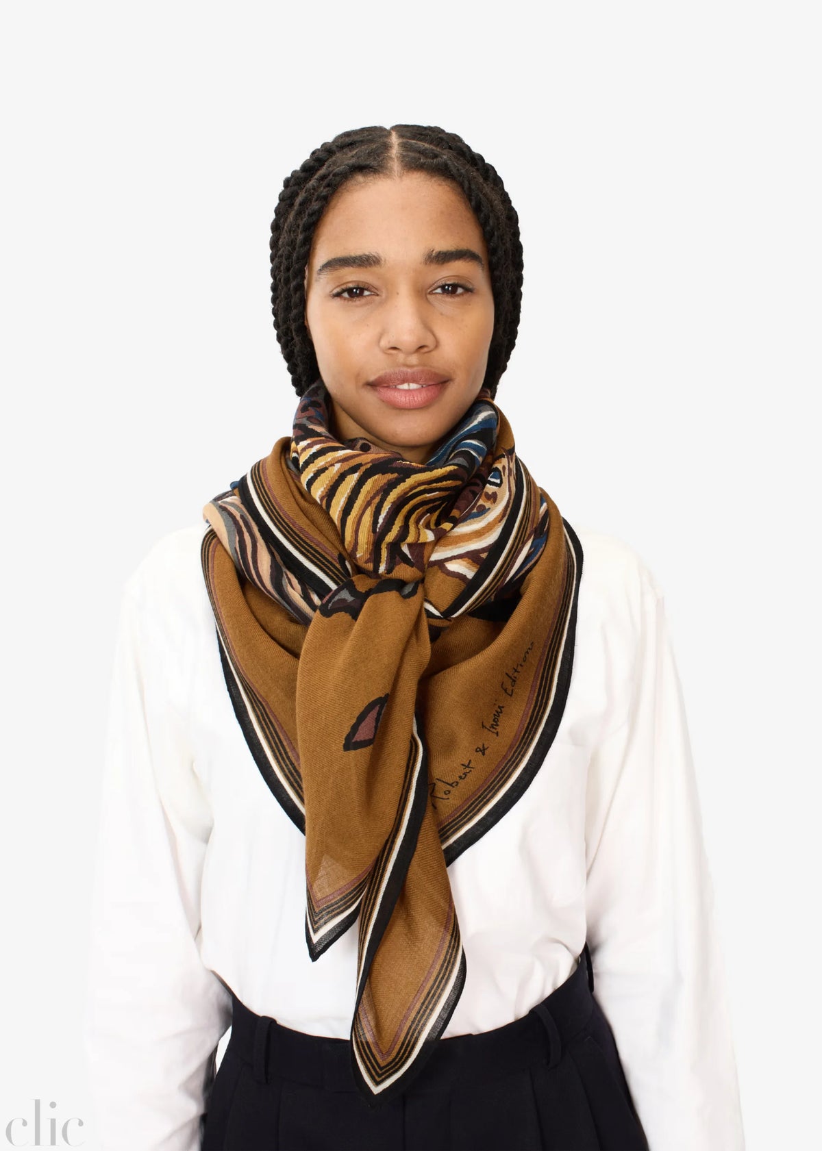 Western 130 Square Scarf in Brown, from Inoui Editions