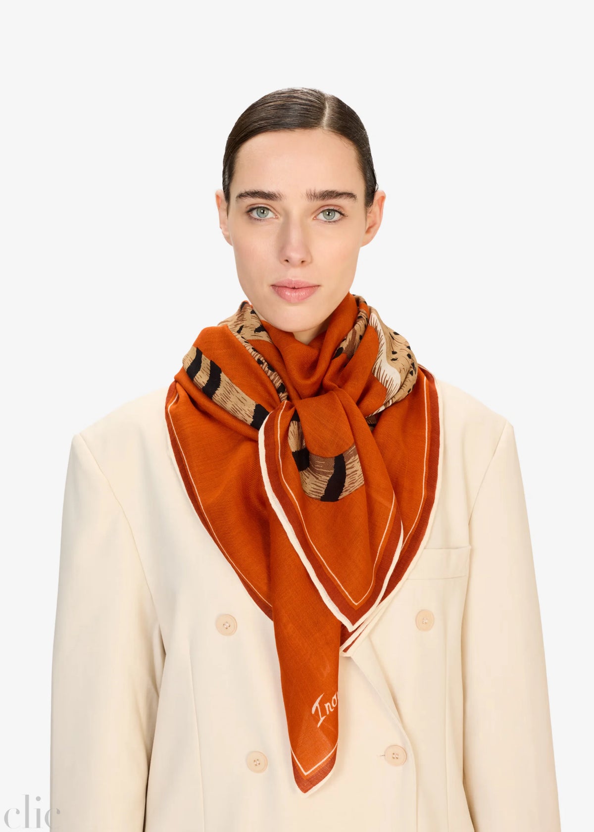 Jorgen 130 Square Scarf in Orange, from Inoui Editions