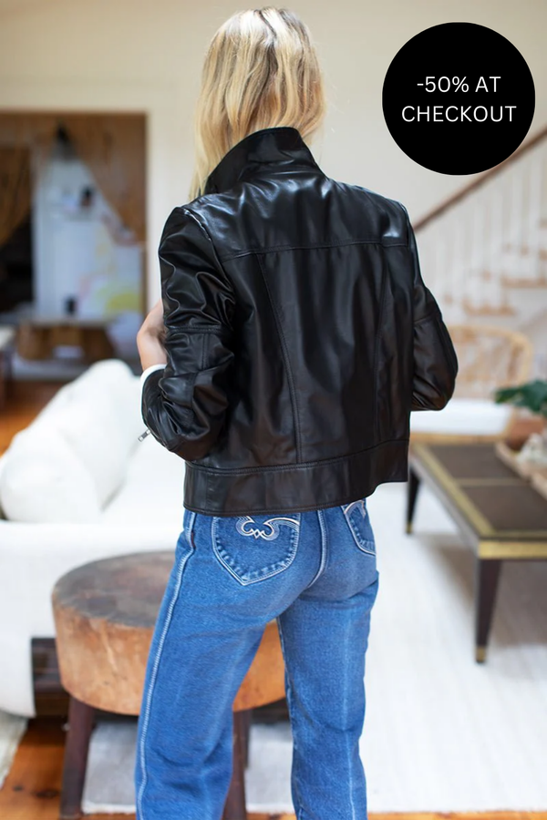 Leather Biker Jacket in Black, from Emerson Fry