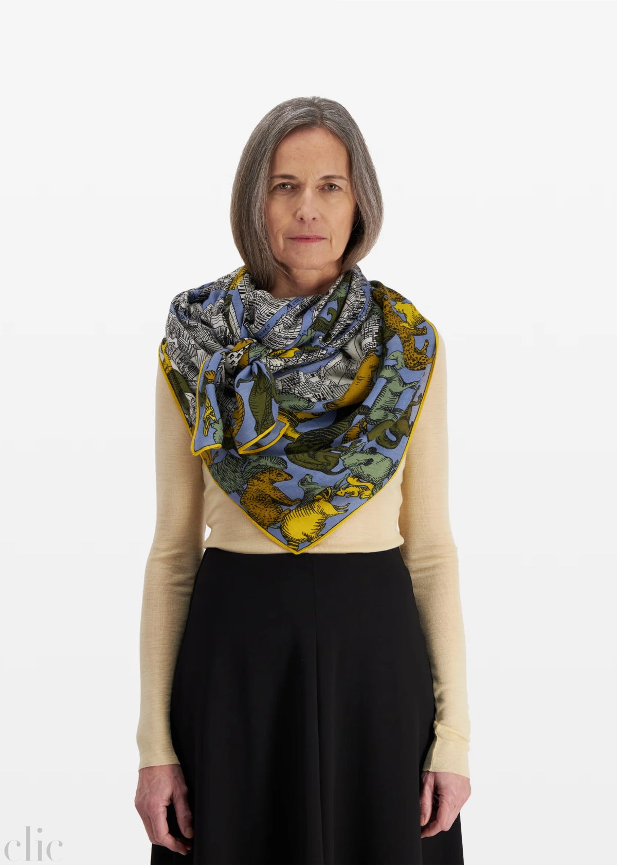 Turgot 130 Square Scarf in Light Blue, from Inoui Editions