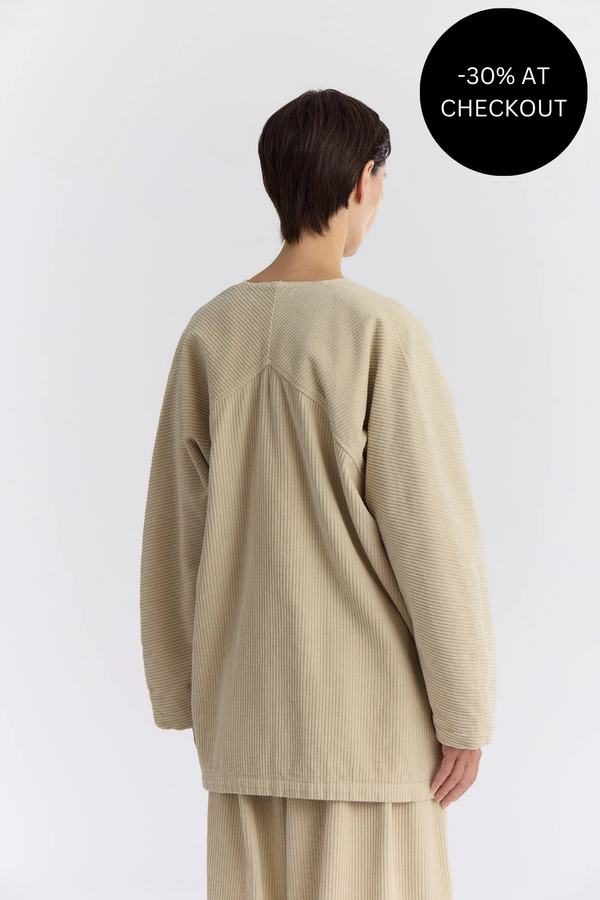 Corduroy Geometric Jacket in Ivory, from Black Crane