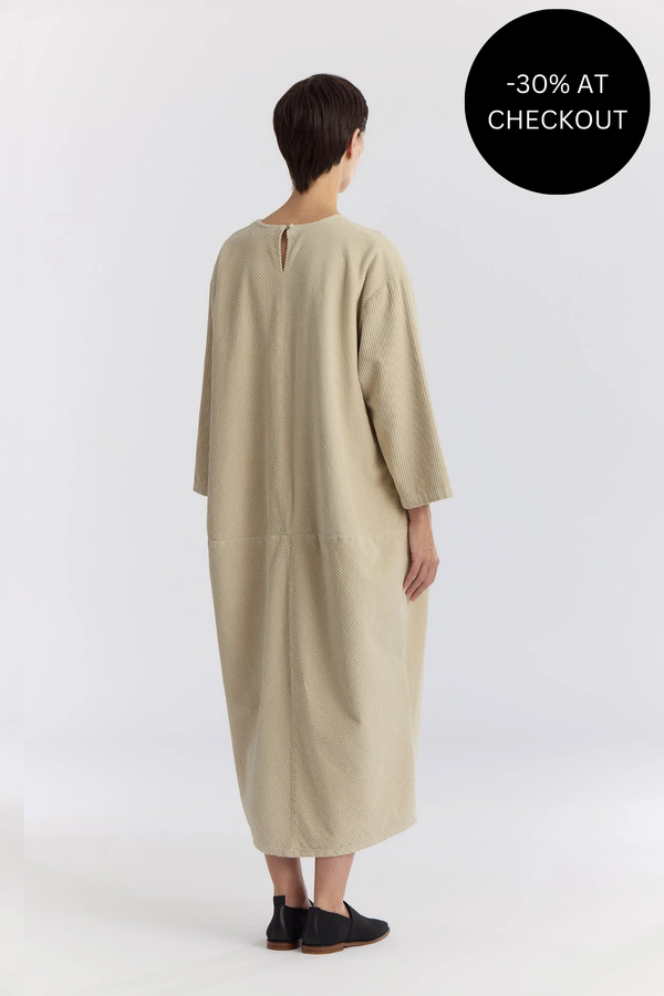 Corduroy Radient Dress in Ivory, from Black Crane