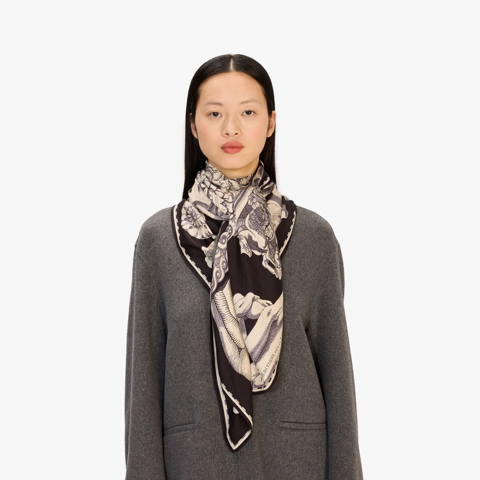 Square Archives Scarf in Black, from Inoui Editions