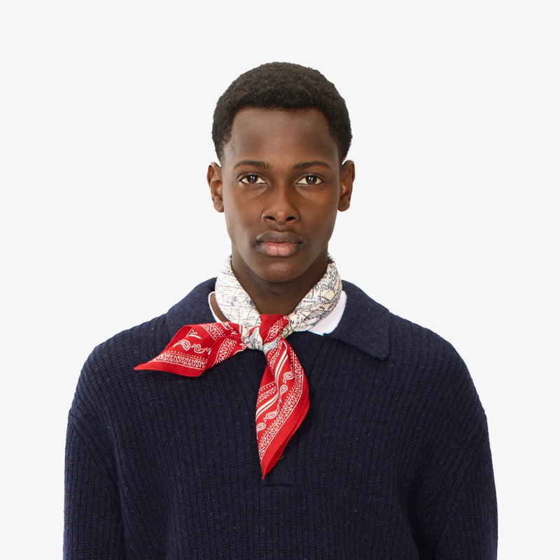 Square World Map Scarf in Red, from Inoui Editions