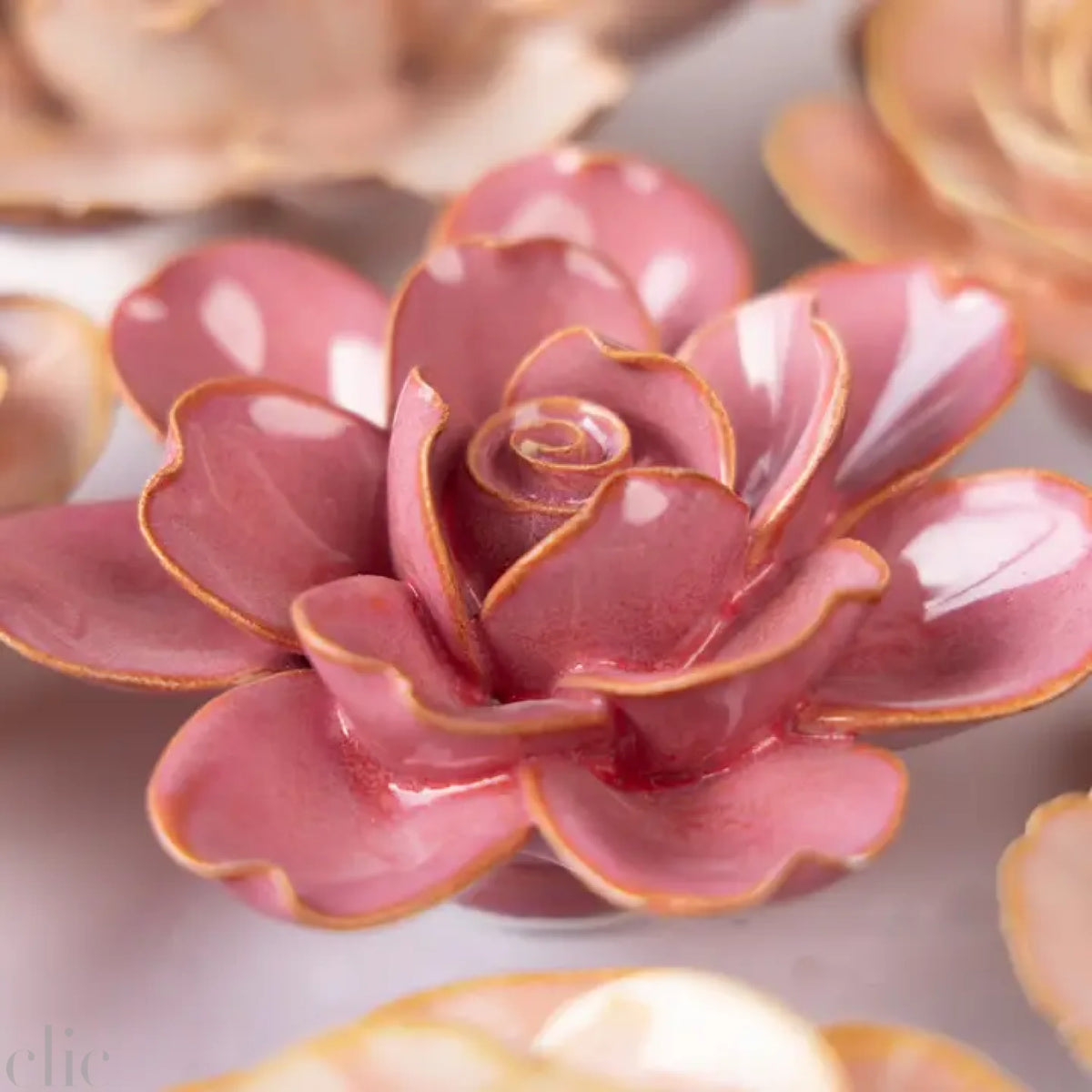 Tahitian Ceramic Flower in Blush Pink
