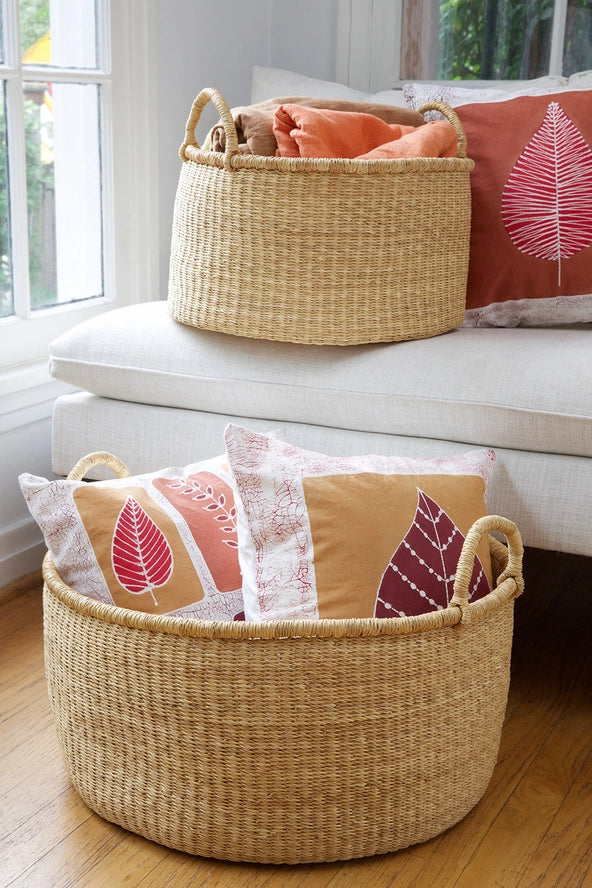 Medium Floor Basket in Natural, from Swahili African Modern