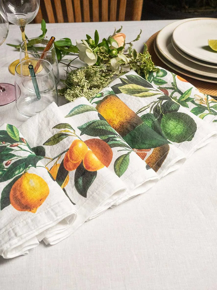Set of 6 Citrus Napkins, from Linoroom