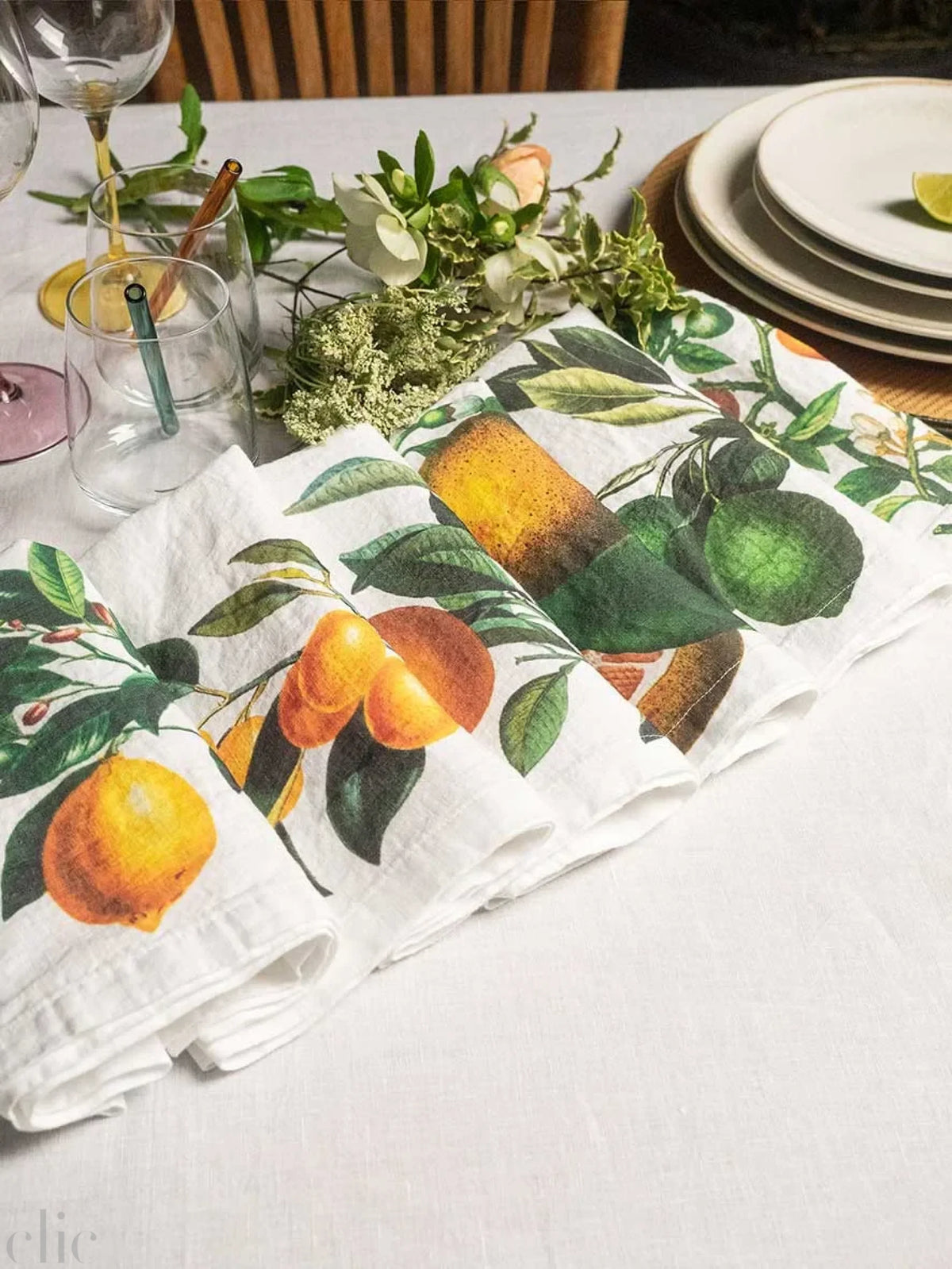Set of 6 Citrus Napkins, from Linoroom