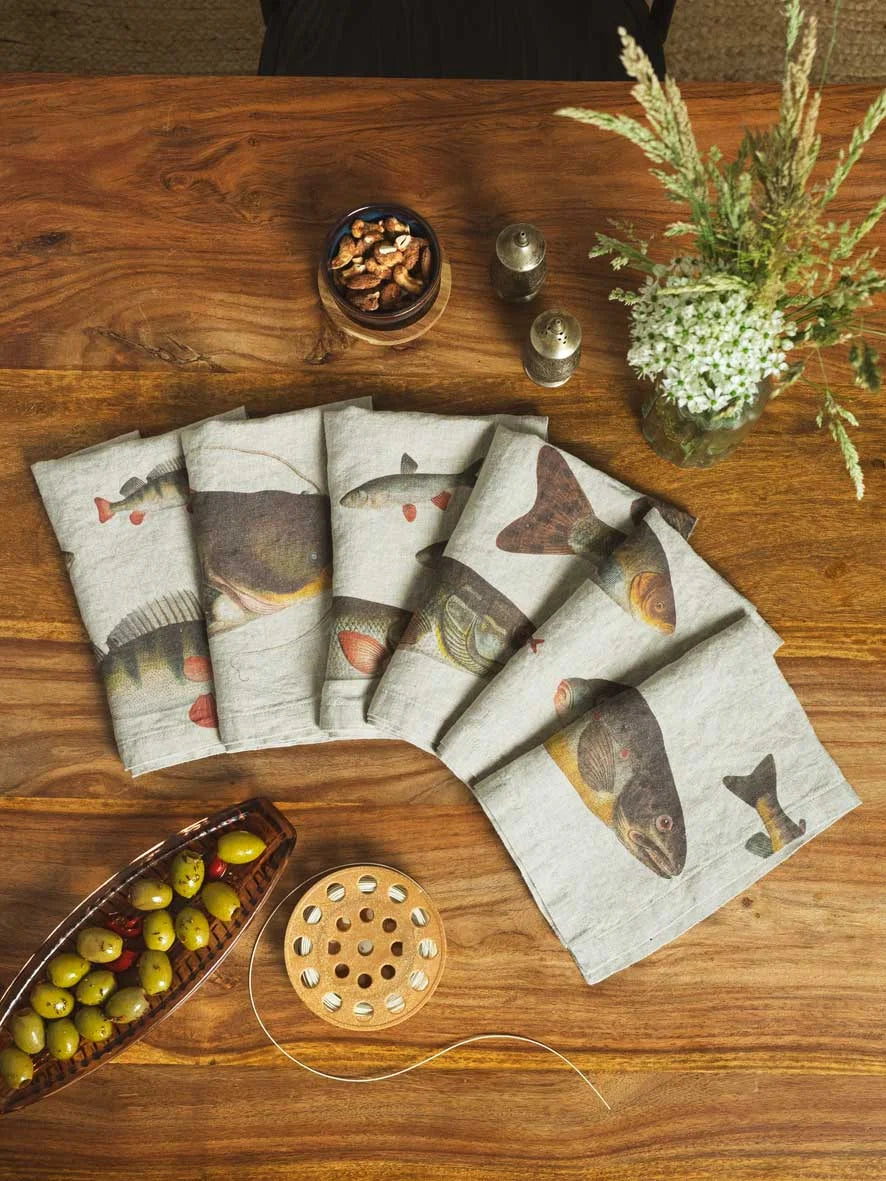 Freshwater Fish Napkins, from Linoroom