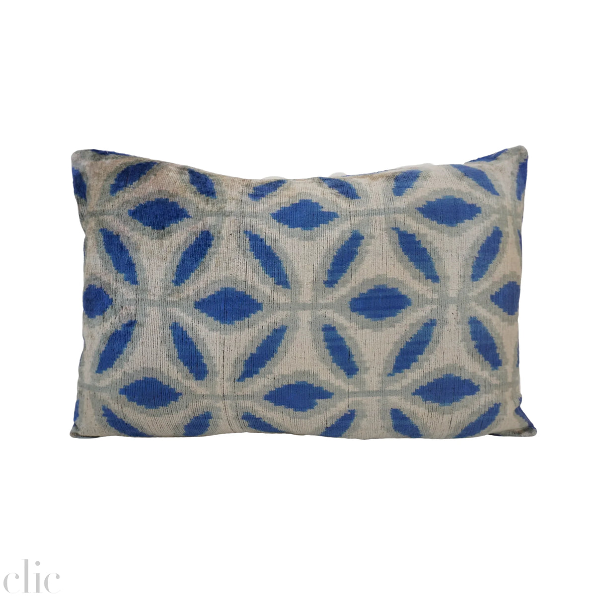 Blue Bayoux Ikat Silk & Velvet Pillowcase