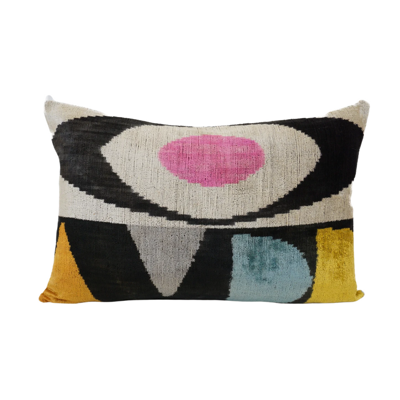 Egyptian Eyes Ikat Silk & Velvet Pillowcase, from MD Home