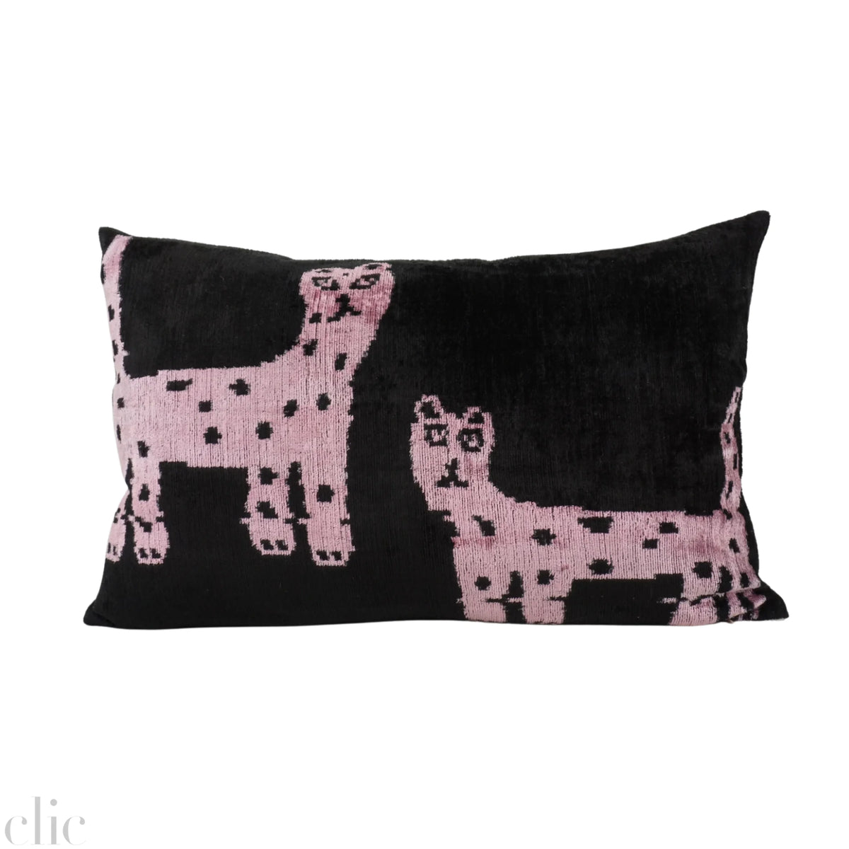 Lawrence & Pablo Ikat Silk & Velvet Black Pillowcase