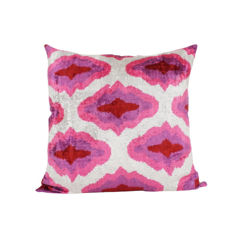 Hollywood Pink Ikat Silk & Velvet Pillow, from MD Home