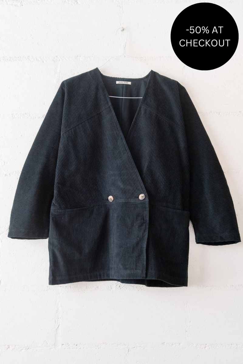 Corduroy Geometric Jacket in Dark Grey, from Black Crane