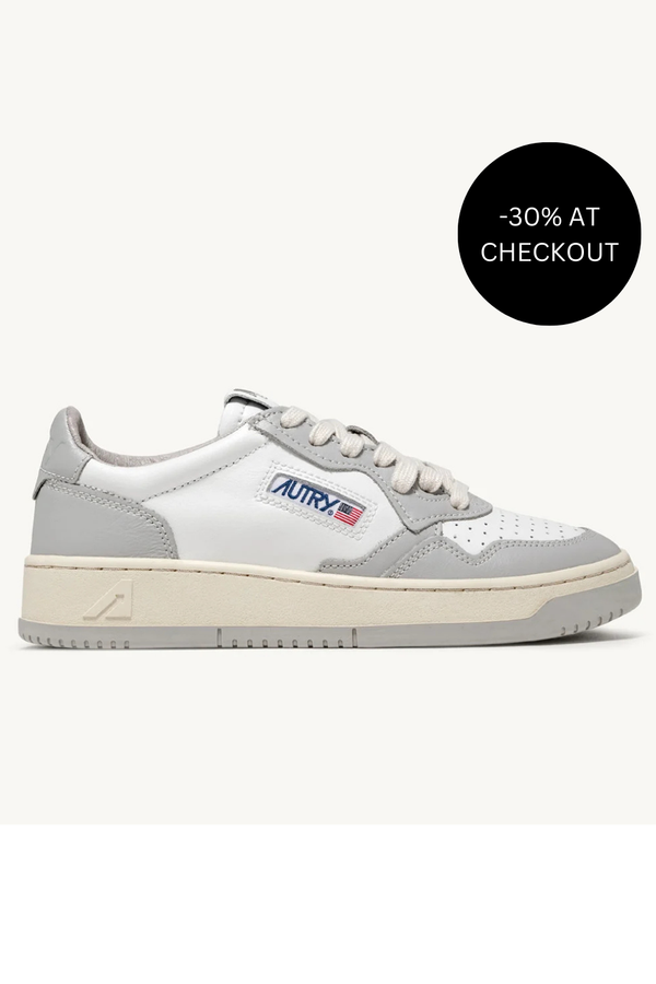 Medalist Low Sneakers in White and Vapor Leather, from Autry