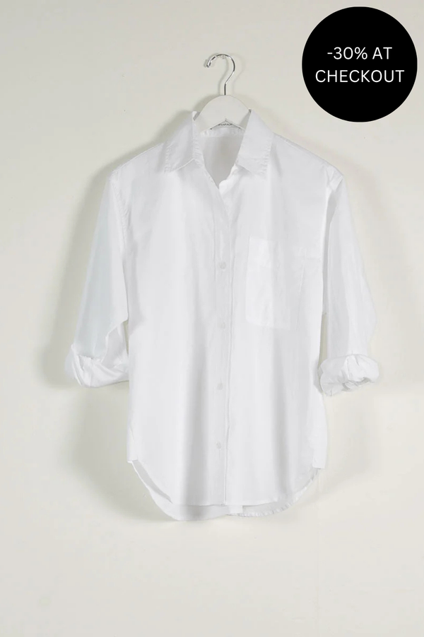 Jessie Shirt Italian Poplin in White, from Pharaoh