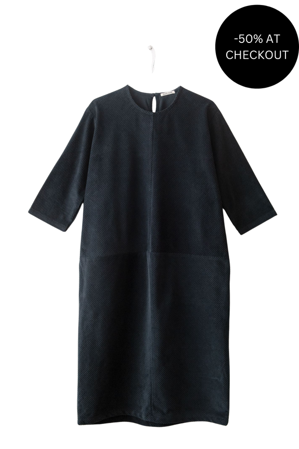 Corduroy Radient Dress in Dark Grey, from Black Crane