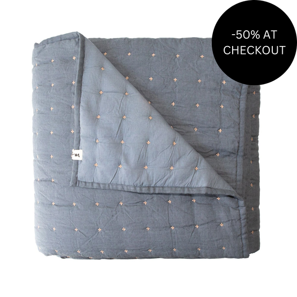 Pebble Quilt in Min Blue, from Neem Living