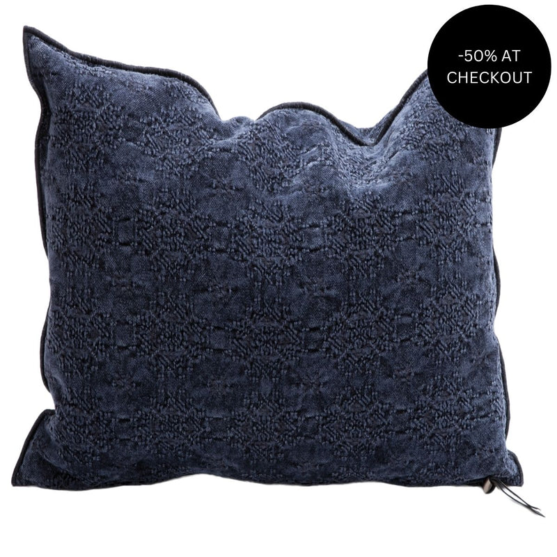 Kilim Jacquard Bleu Nuit Pillow 65x65, from Maison De Vacances