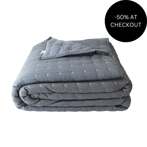 Pebble Quilt in Min Blue, from Neem Living