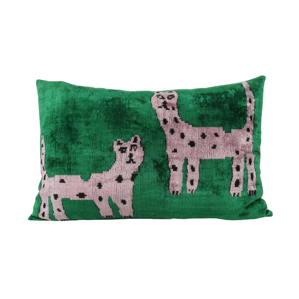 Lawrence & Pablo Ikat Silk & Velvet Green Pillowcase, from MD Home