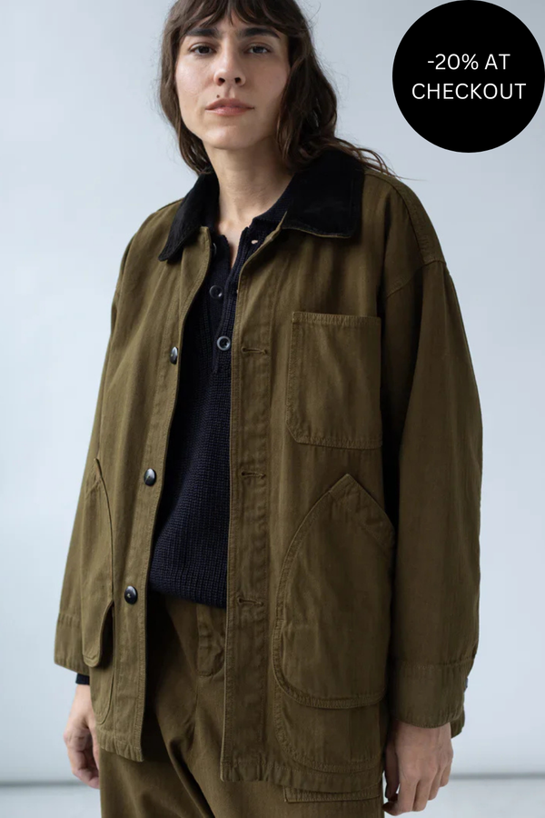 Painter Coat in Dark Olive, from Shaina Mote