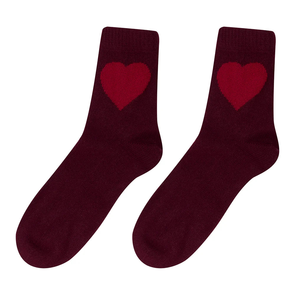 Heart Socks in Burgundy Red, from Jumper 1234