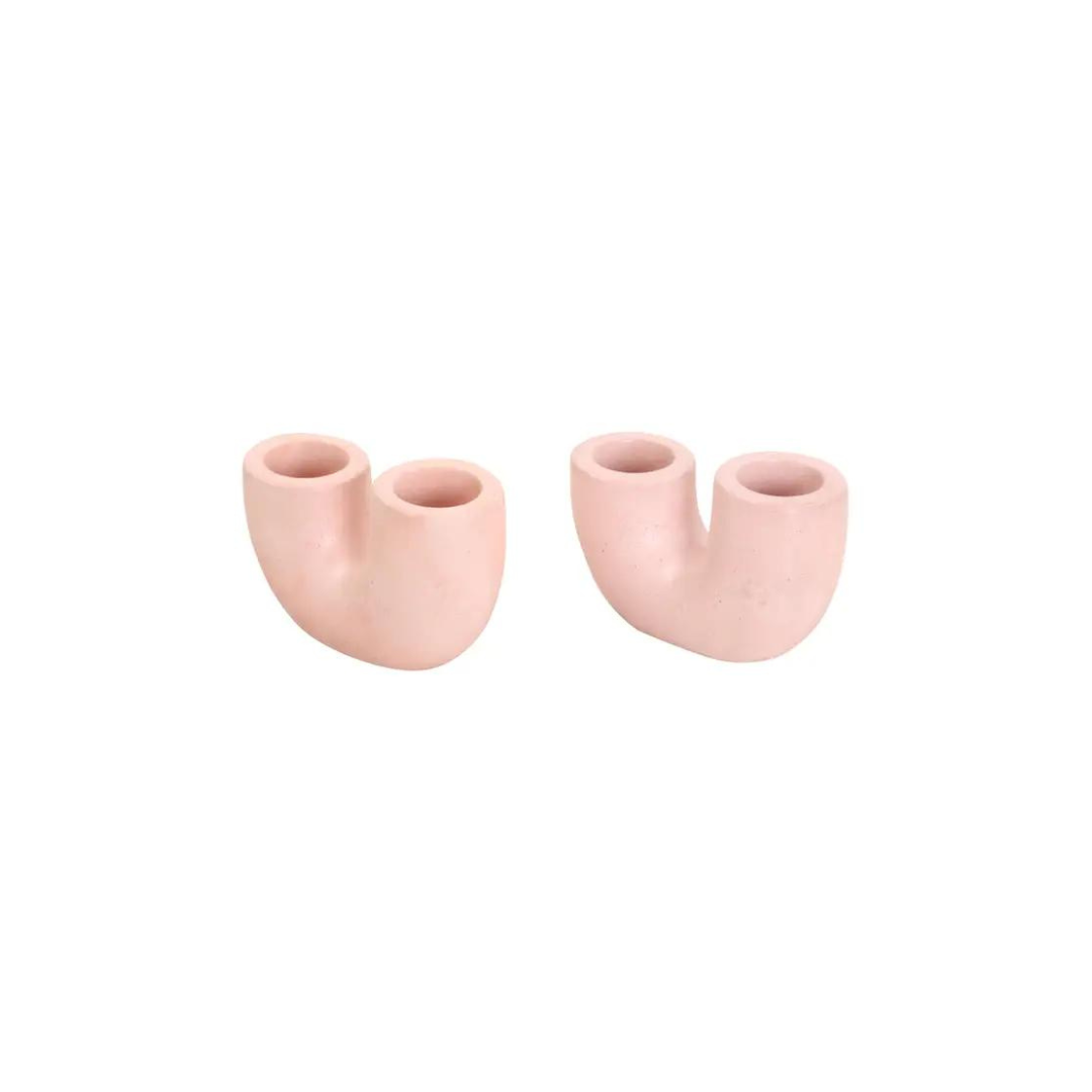 Nordic "U" Shaped Candle Holder in Pink, from Casa Amarosa