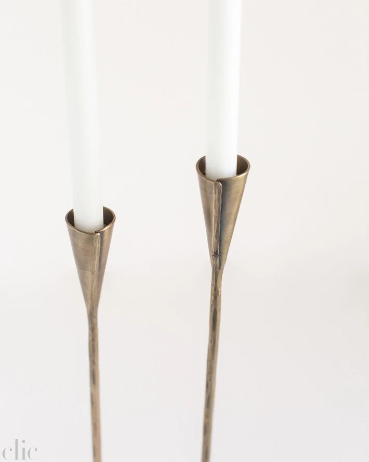 Phoenix Hand Forged Iron Candle Holders in Brass