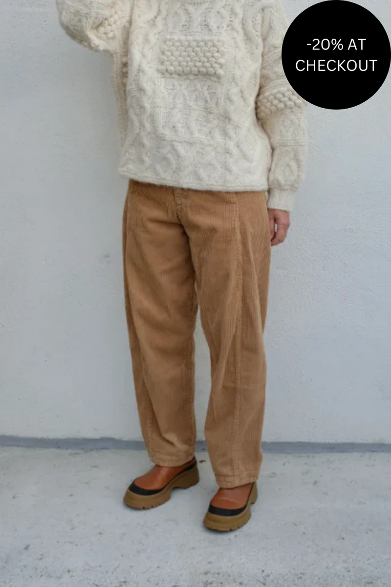 Arc Corduroy Pants in Camel, from Shaina Mote