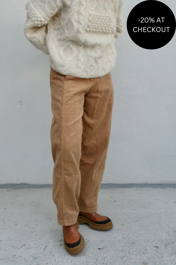 Arc Corduroy Pants in Camel, from Shaina Mote